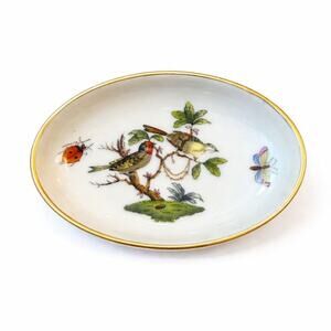 Herend Rothschild Bird Hand-Painted Porcelain Oval Dish